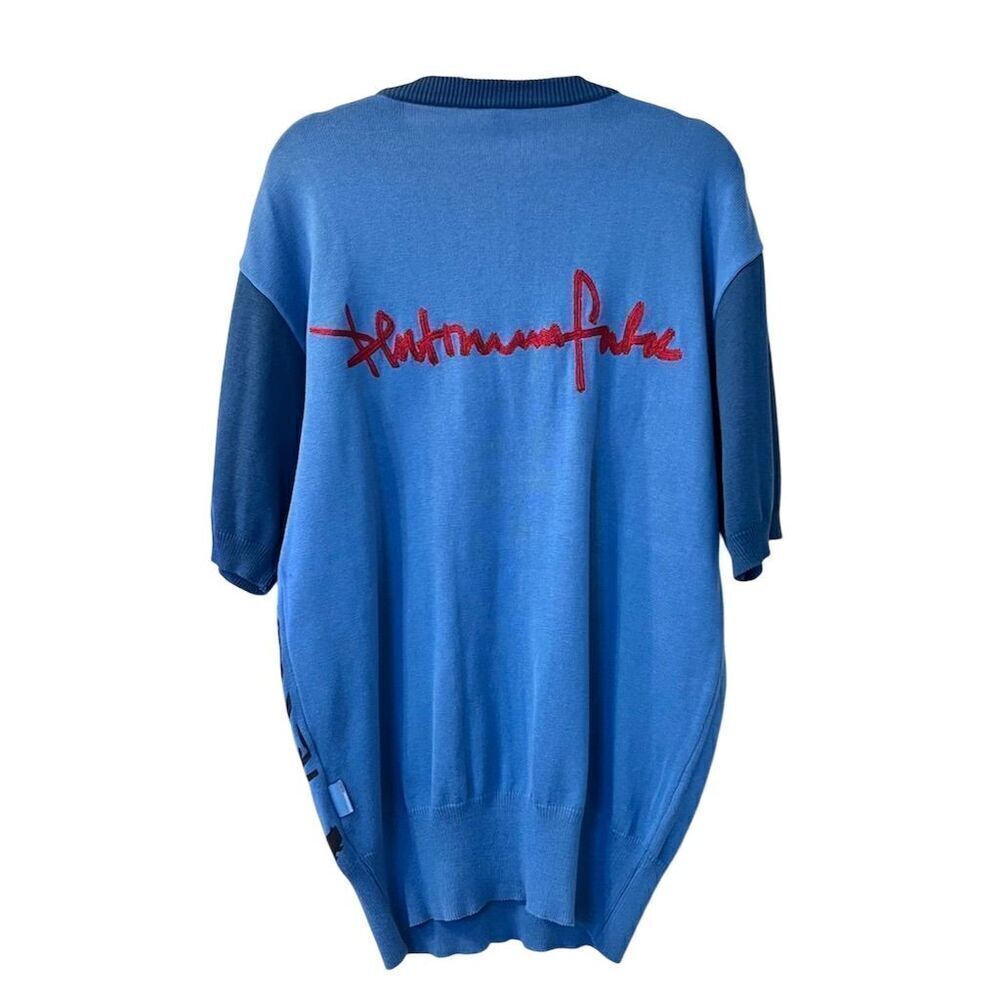 VTG FUBU L Platinum Blue Knit Sweater Men's Fat Albert Junkyard Gang Y2K Cartoon - Picture 2 of 10